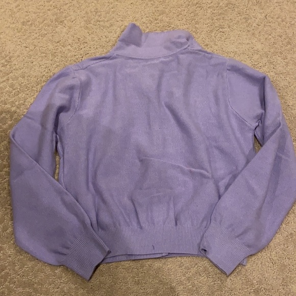 DAZY BISHOP SLEEVE BUTTON FRONT CARDIGAN CROPPED PURPLE - Picture 2 of 2